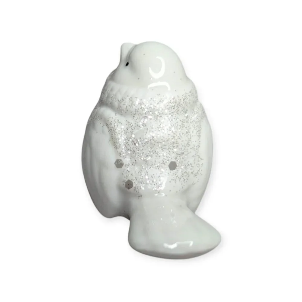 Pier 1 Imports Gemma White Sparkly Ceramic Bird Figure w/Original Box NWT